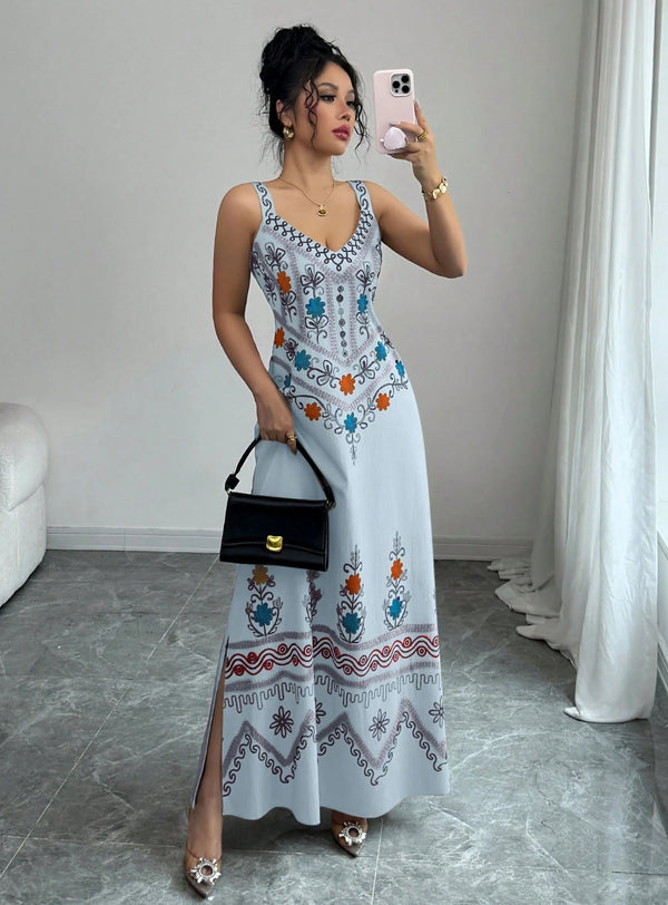 Floral Print Slip Midi Dress for Women, product view 8