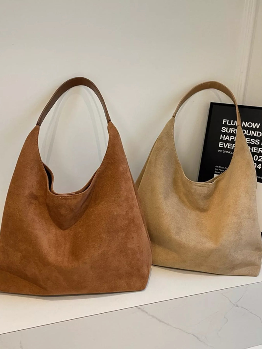 Solid color suede tote bag — additional view 7