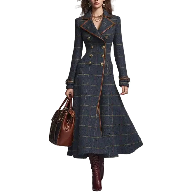 Plaid Double-Breasted Long Coat product image