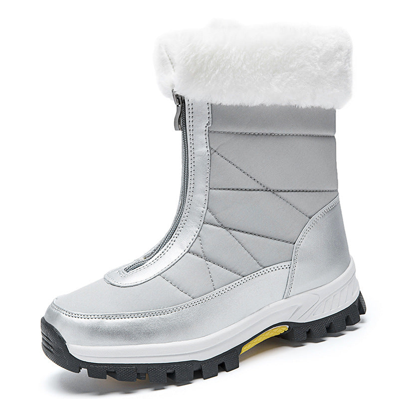 White mid-calf snow boots