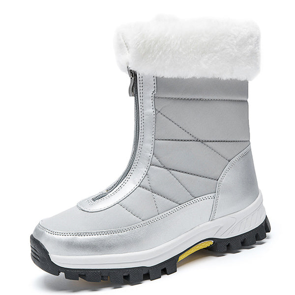 White mid-calf snow boots