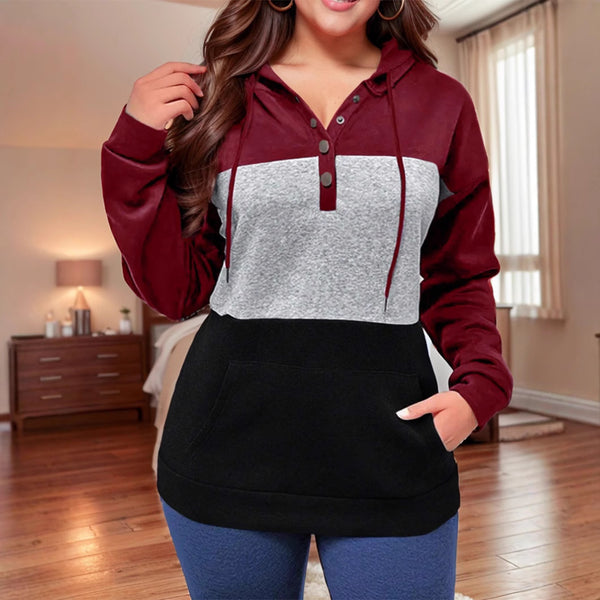 Women's Color Block Hooded Sweatshirt-Splashis