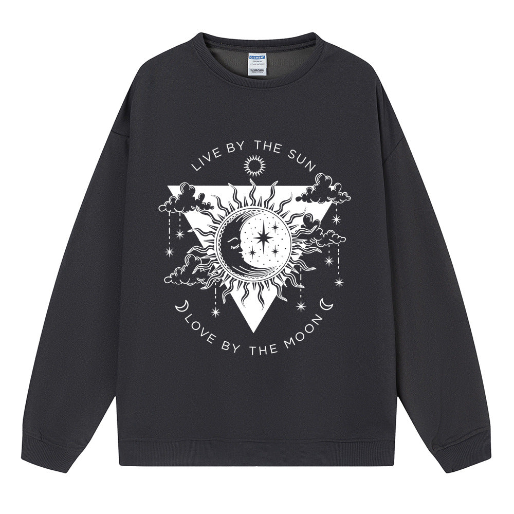 Dark Night Gray cartoon graphic print sweatshirt for women