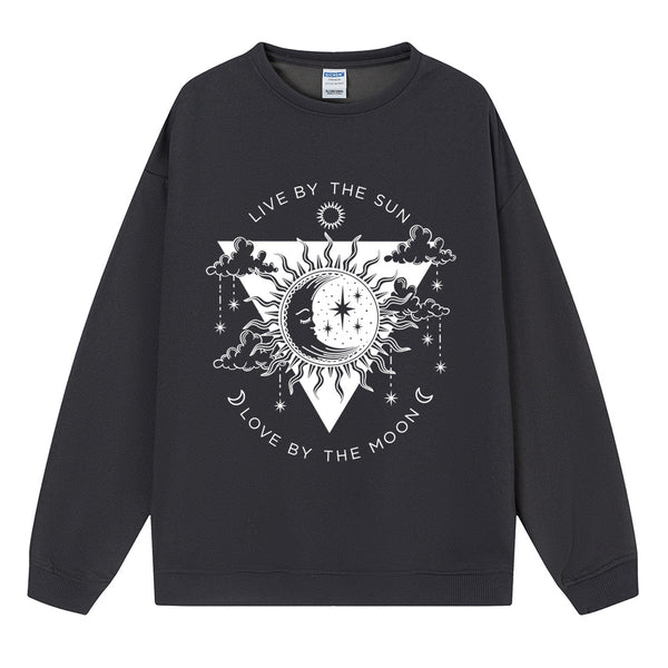Dark Night Gray cartoon graphic print sweatshirt for women