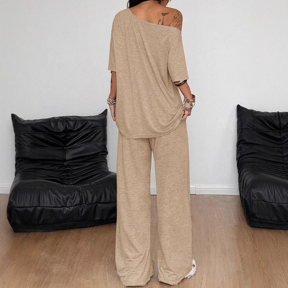 Casual two-piece blouse and trousers outfit view 4