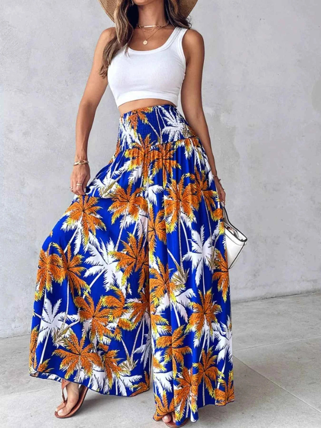 Printed Wide-Leg Pants for Effortless Style and Comfort-Bottom-Splashis-Color:Royal Blue-Size:2XL-Splashis