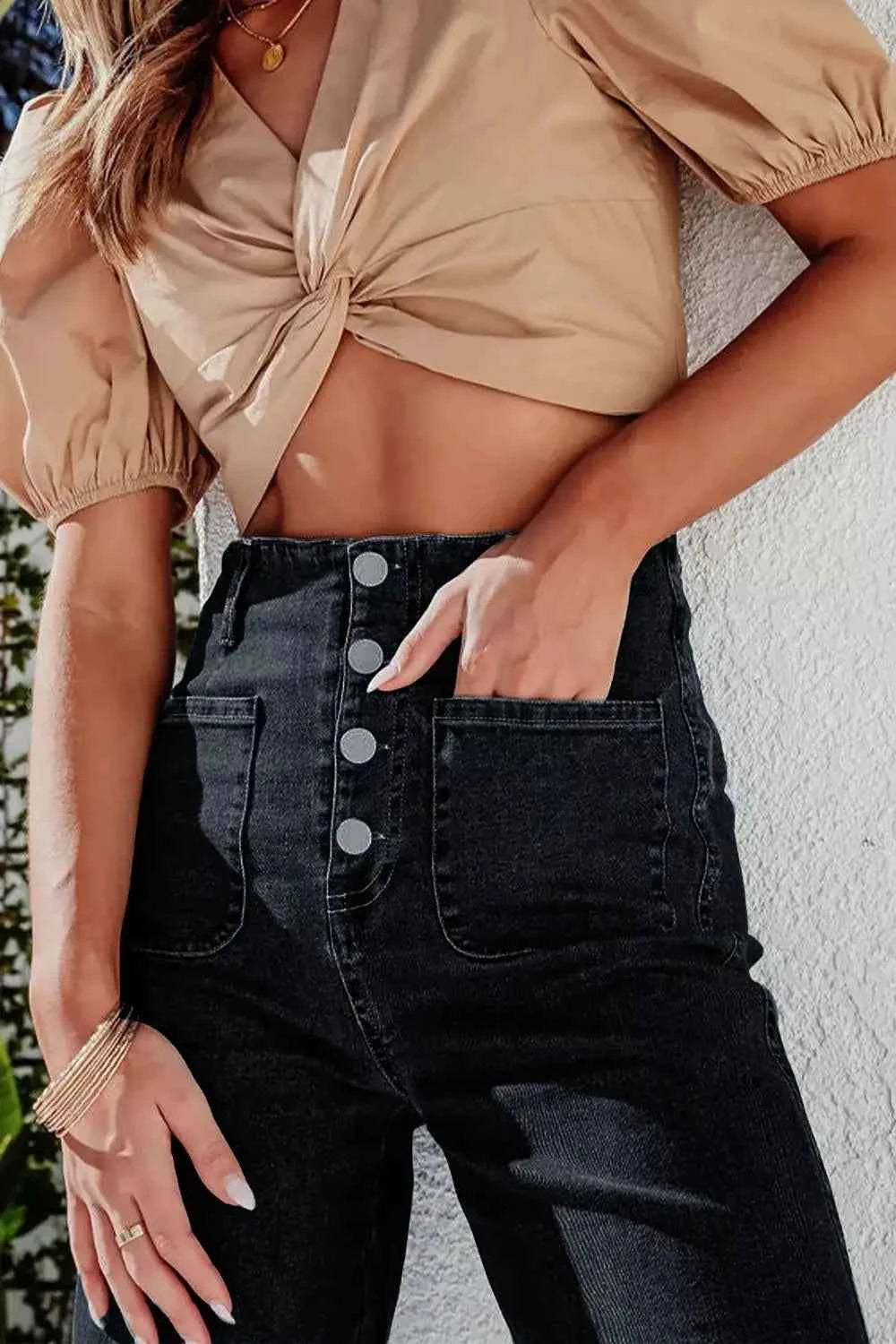 Wide-leg high-waisted jeans — additional view 8