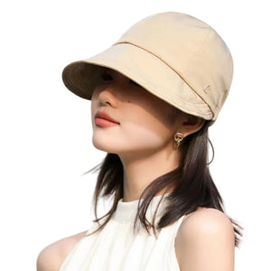 Khaki packable wide-brim sun hat