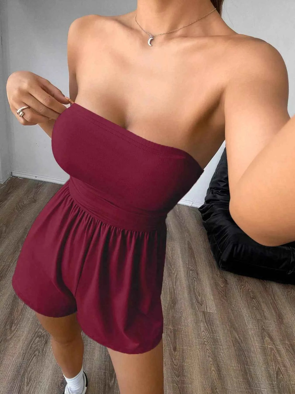 Flattering Ruched Waist Romper-Romper-Splashis-Splashis