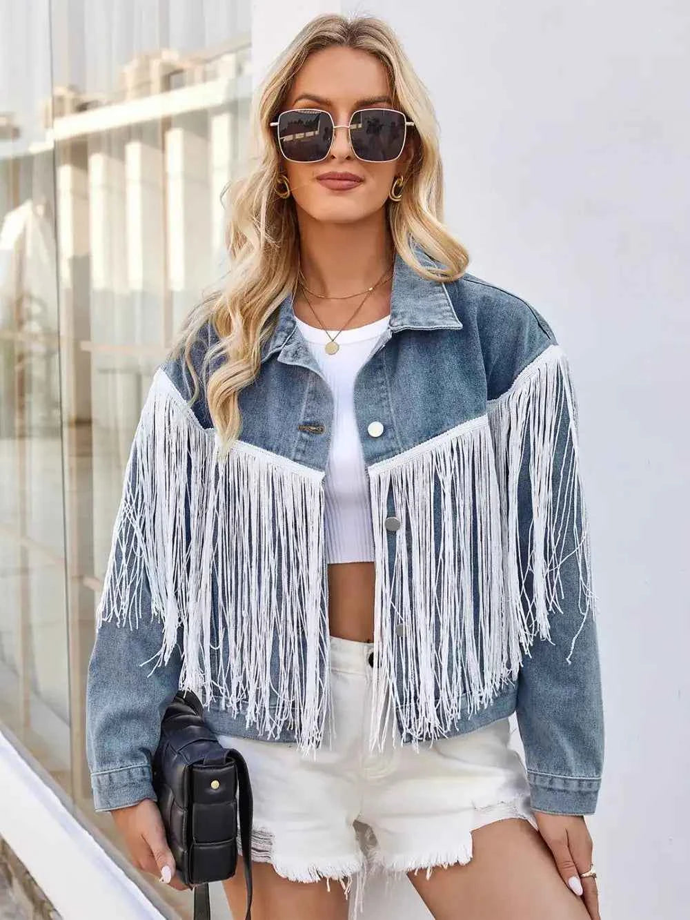Tassel button-up denim jacket — additional view 3