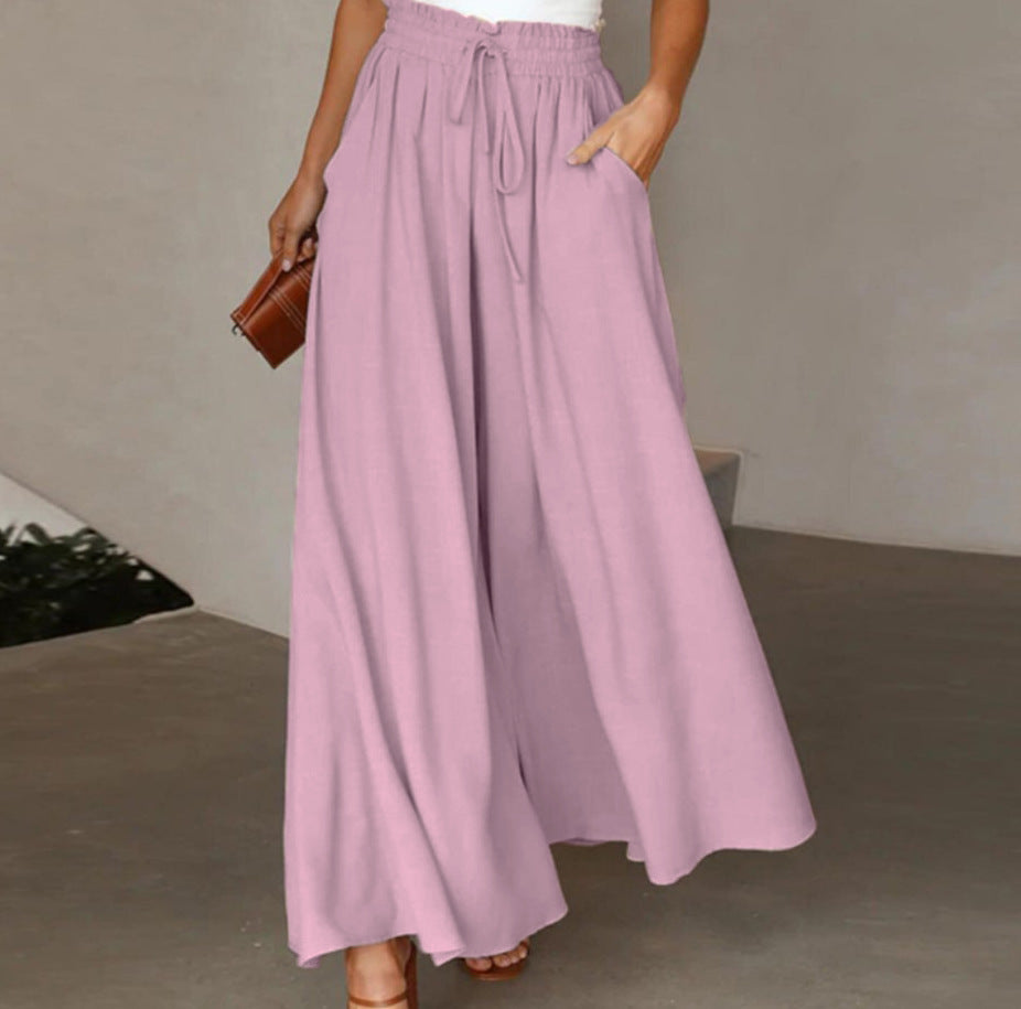 High-waisted wide-leg dress pants in pink, product image