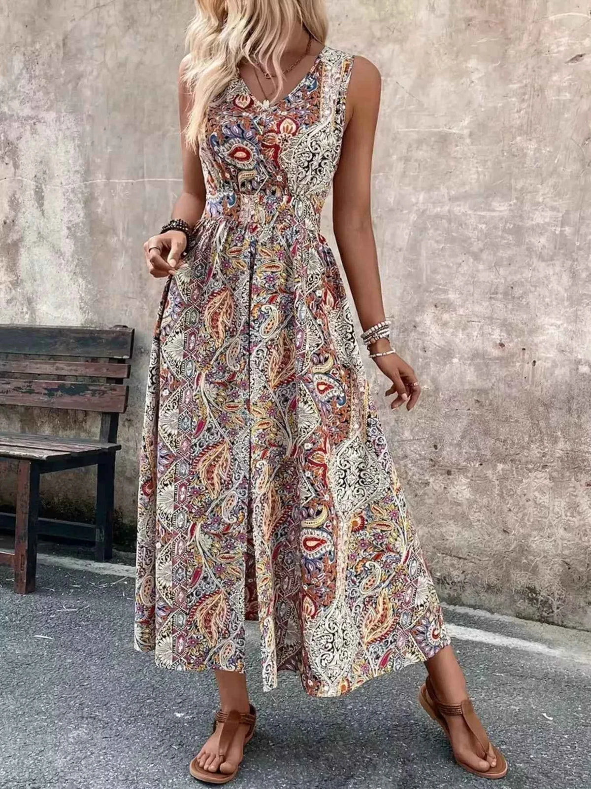 Sleeveless Paisley Print Romper additional product view