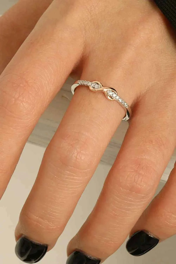 Zircon infinity ring in silver-plated alloy — additional view 3