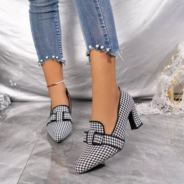 Point toe block heel pumps — primary view