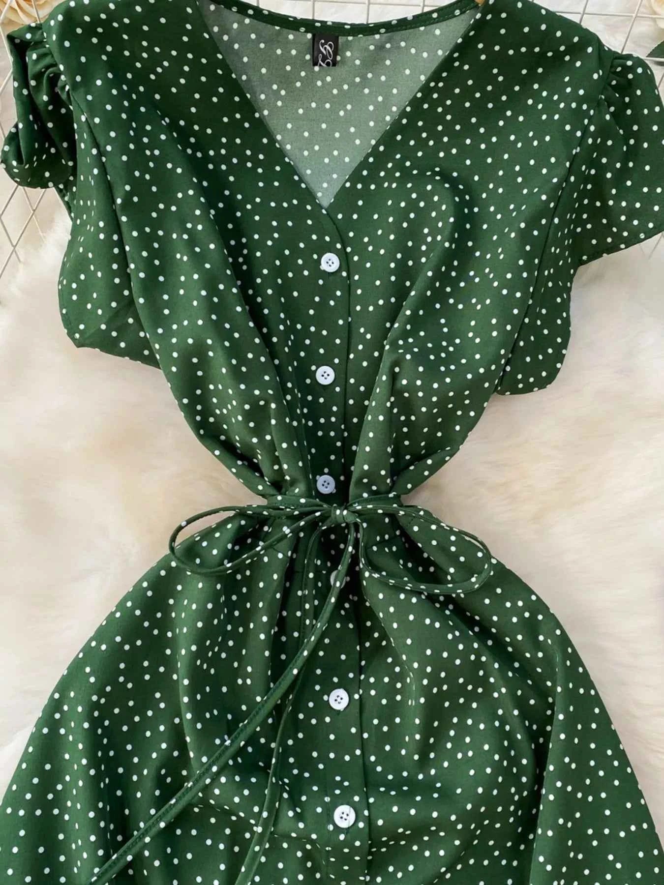 Vintage-Inspired Polka Dot Dress-Casual Dresses-Splashis-Splashis