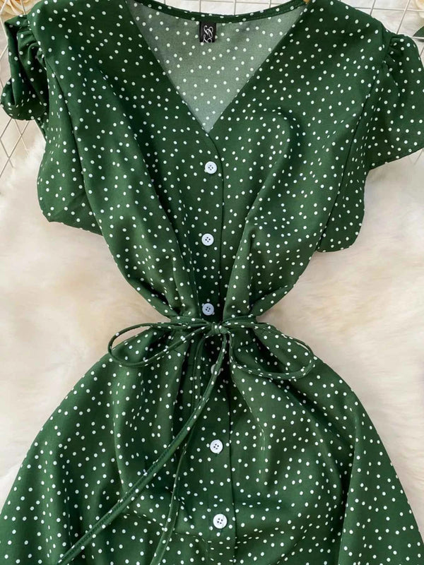 Vintage-Inspired Polka Dot Dress-Casual Dresses-Splashis-Splashis