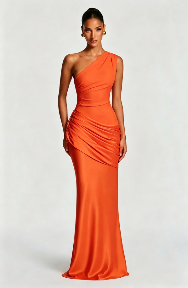 One-Shoulder Satin Mermaid Dress