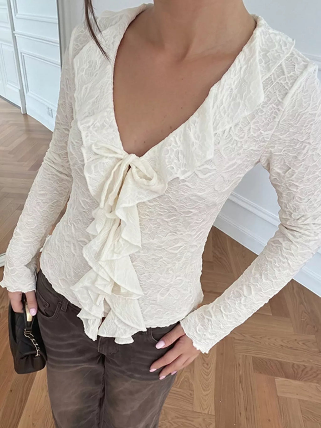 Ruffled Long-Sleeve T-Shirt — additional view 2