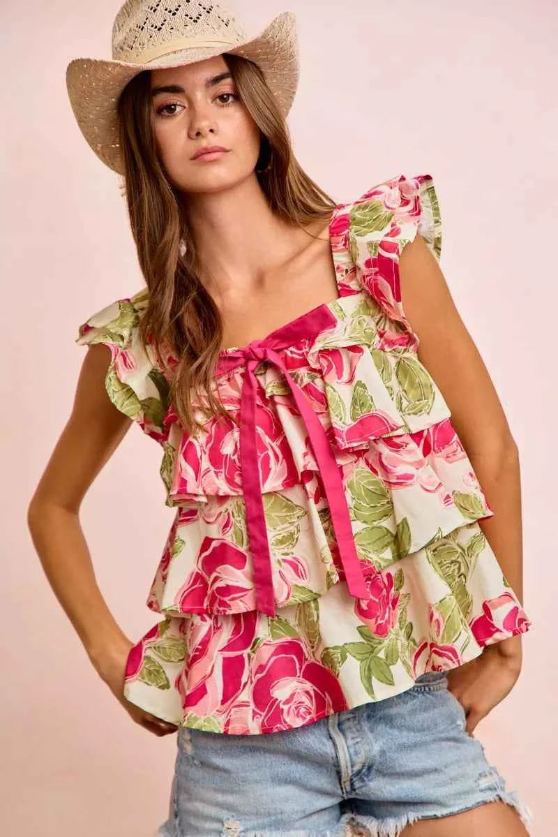 Floral print square neck top — additional view 6