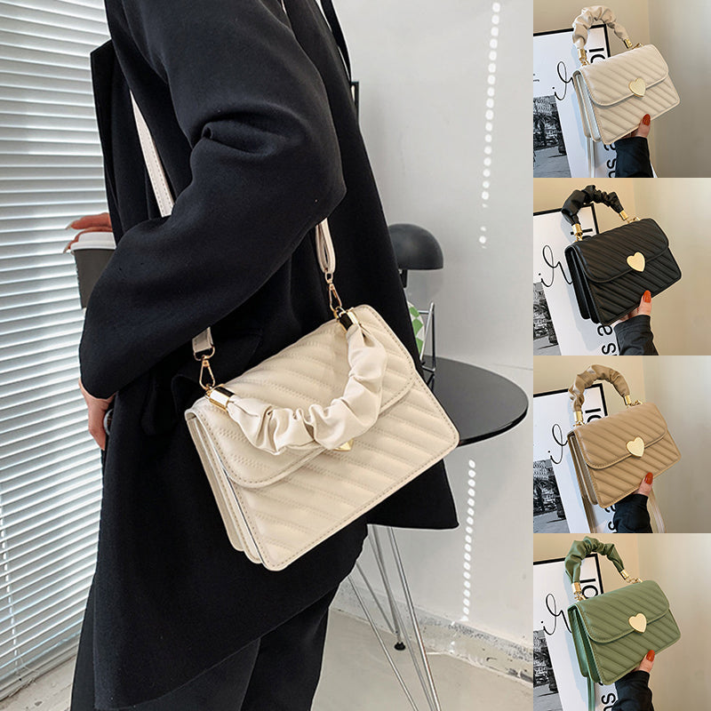 Love Heart Chain Shoulder Bag - PU Leather Handbag for Women, shown in a clear product image