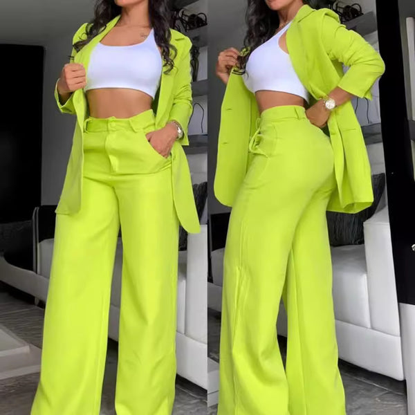 Split-sleeve lapel blazer and trouser suit set — additional view 3
