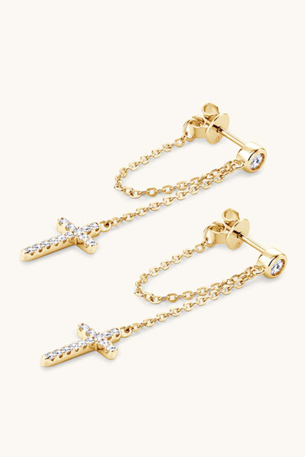 Cubic zirconia cross earrings in silver-plated alloy — additional view 5