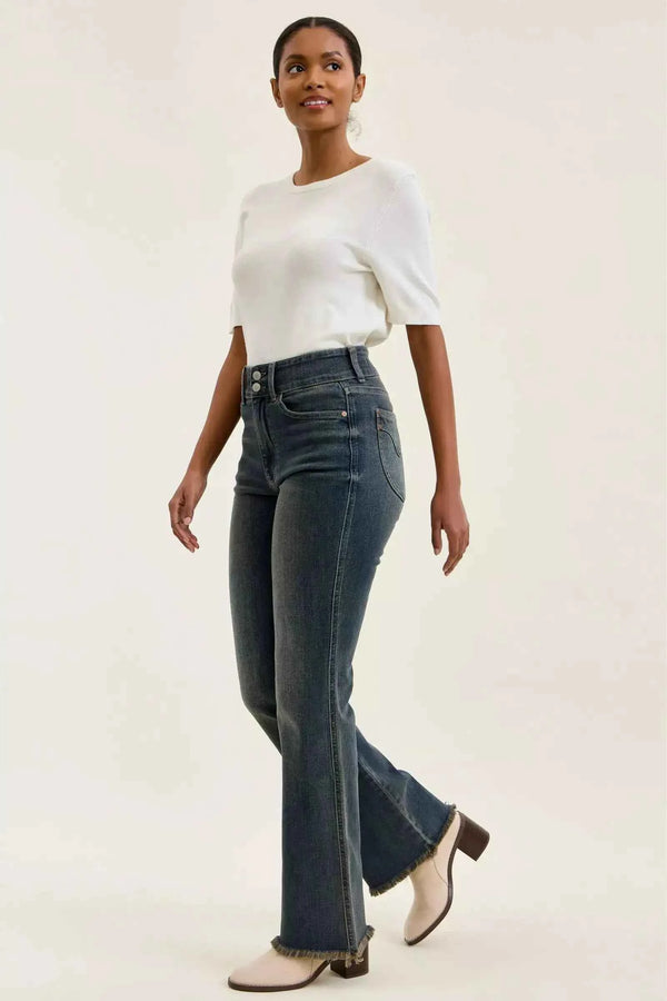 High-waist frayed hem jeans — additional view 8