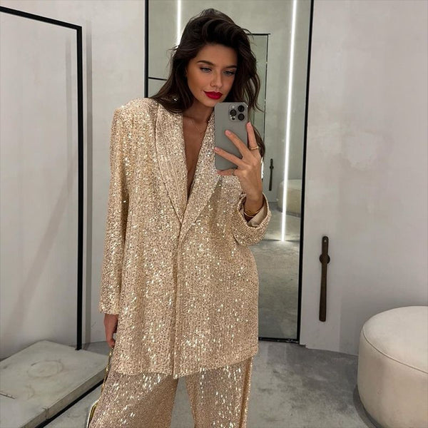 Women’s Sequin Blazer Pantsuit, product view 8