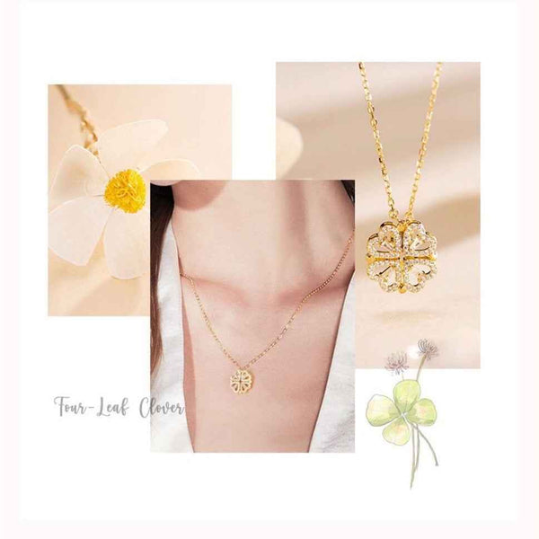 Four-leaf clover and heart necklace — additional view 4