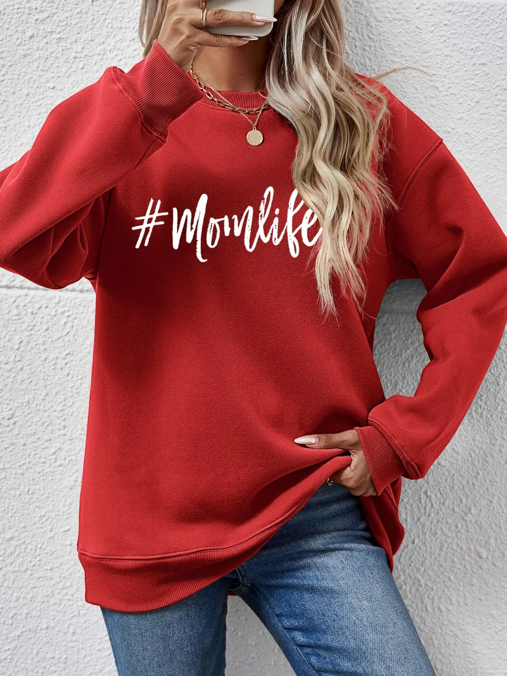 Letter Graphic Round Neck Sweatshirt view 13