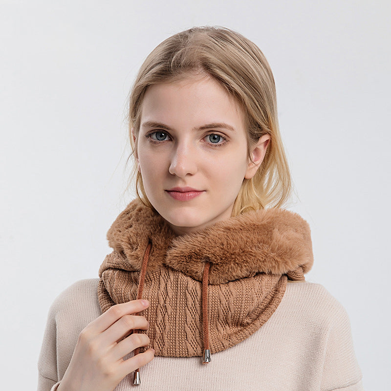 Women's Plush Hooded Hat with Scarf-Splashis, alternate view 2