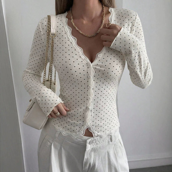 Slim Fit Cardigan Style Blouse for Women, close-up product view