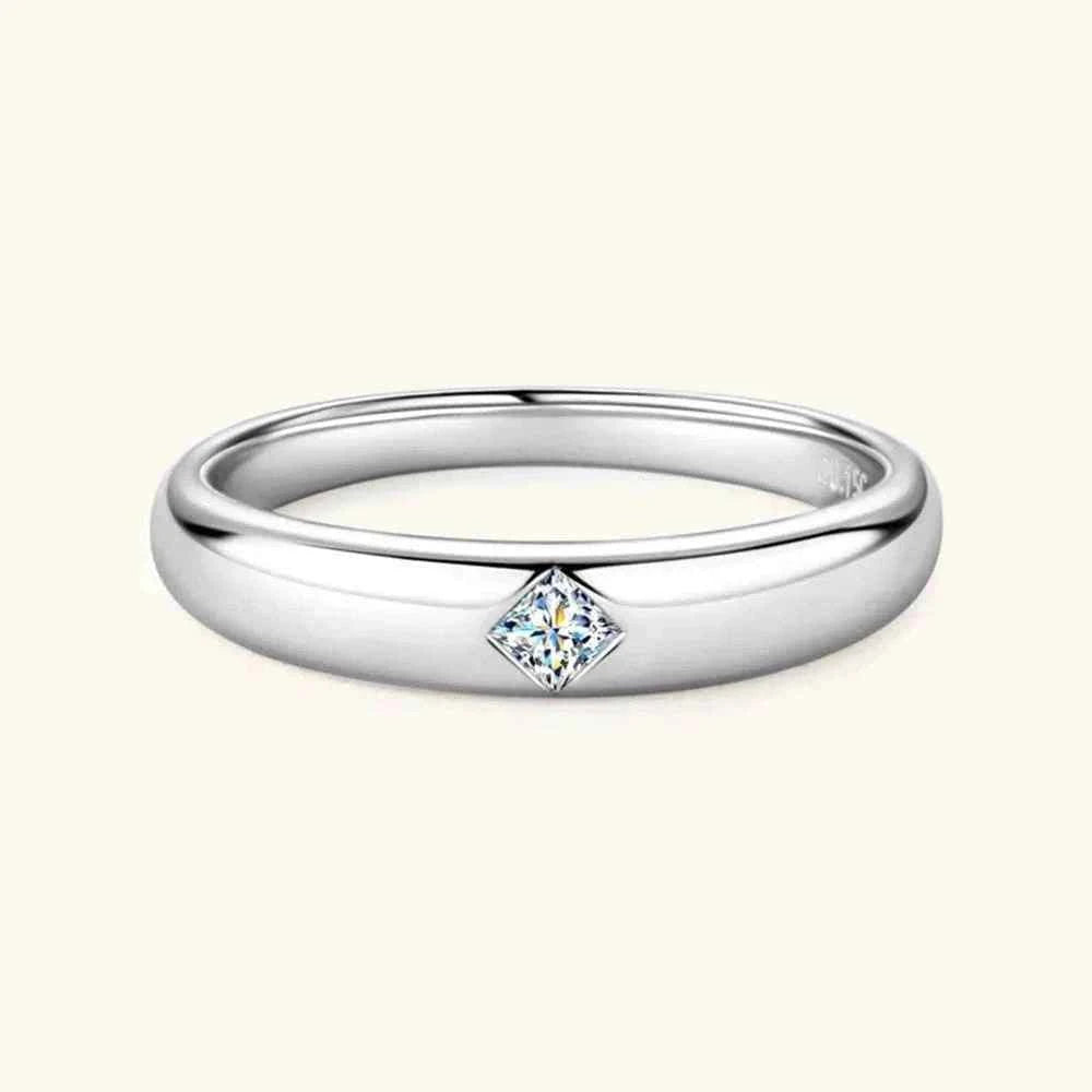 silver-plated alloy Inlaid Cubic zirconia Ring-Rings-Splashis-Color:Silver/Square-shaped drill-Size:8-Splashis