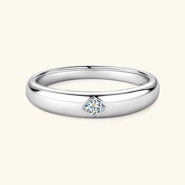 silver-plated alloy Inlaid Cubic zirconia Ring-Rings-Splashis-Color:Silver/Square-shaped drill-Size:8-Splashis