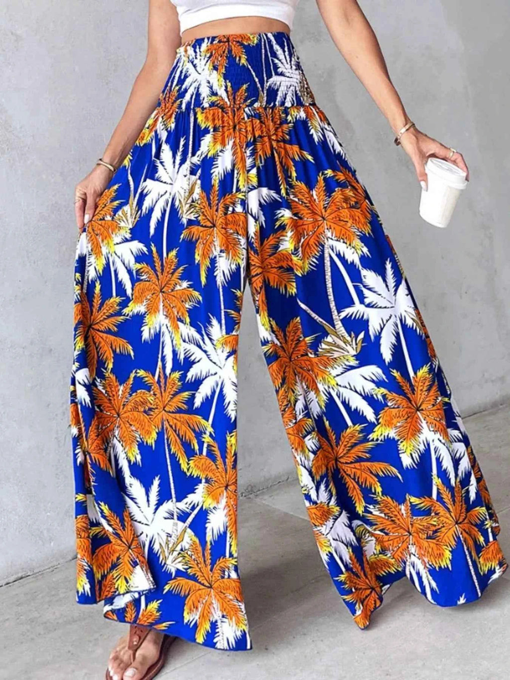 Printed Wide-Leg Pants for Effortless Style and Comfort-Bottom-Splashis-Splashis
