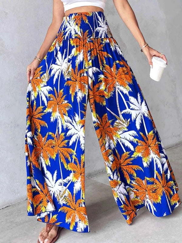 Printed Wide-Leg Pants for Effortless Style and Comfort-Bottom-Splashis-Splashis