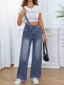 Adjustable wide-leg denim overalls — additional view 7