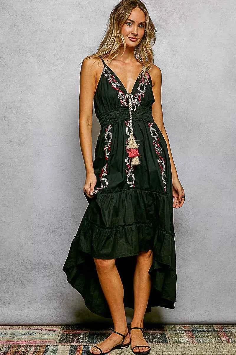 Embroidered midi cami dress — additional view 3