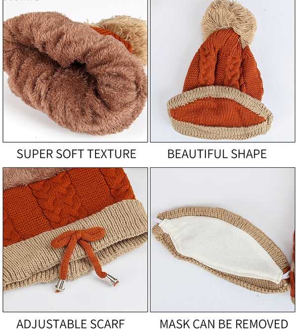 Women's 3 Piece Knitted Hat and Scarf Set-Splashis, alternate view 3