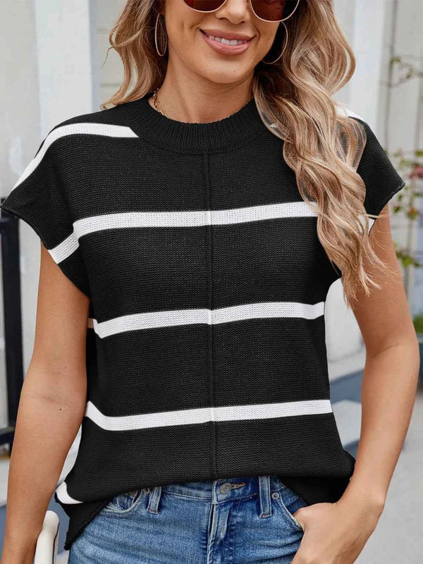 Exposed seam striped knit top — additional view 10