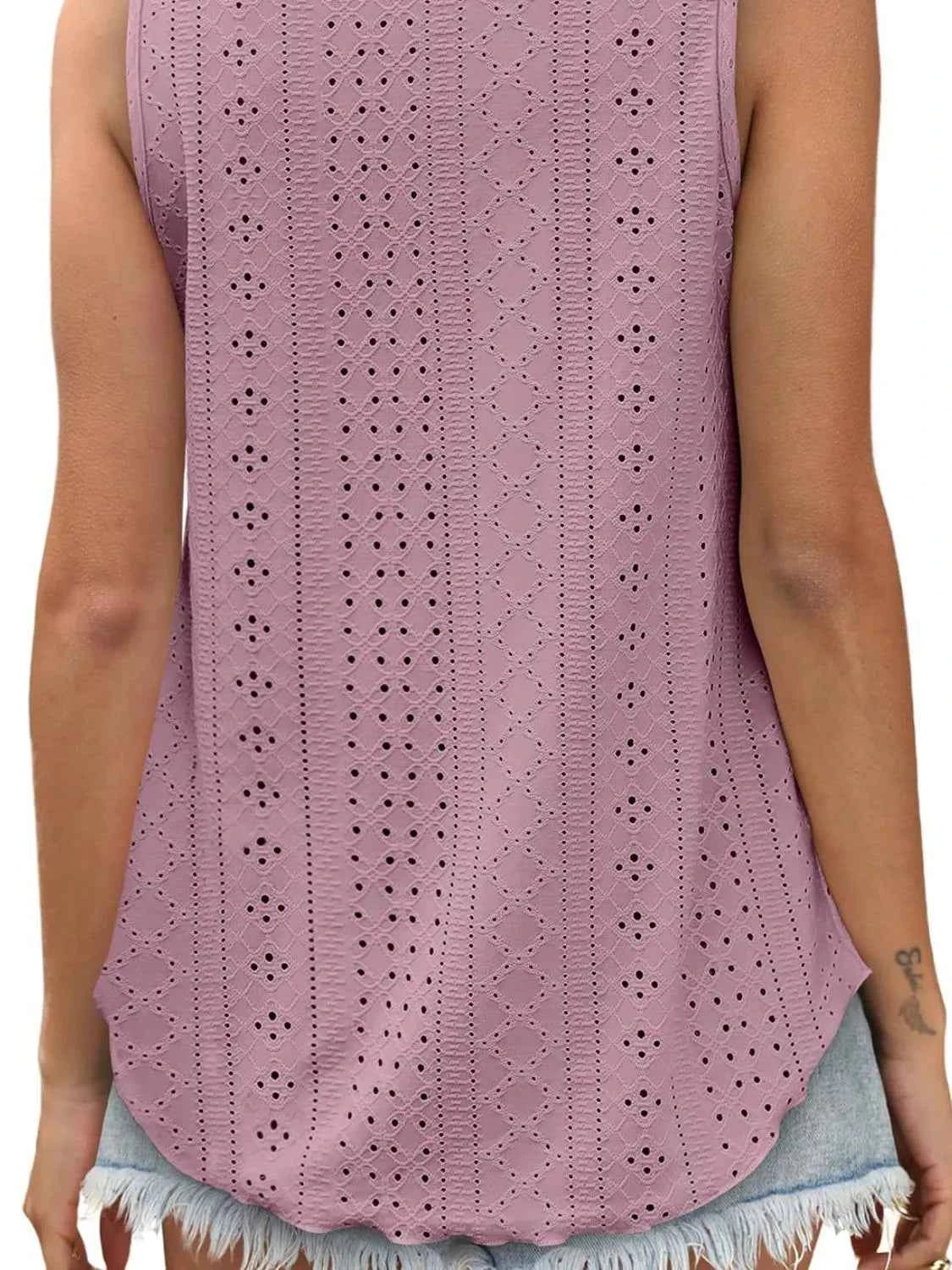 Eyelet scoop neck tank top — additional view 6