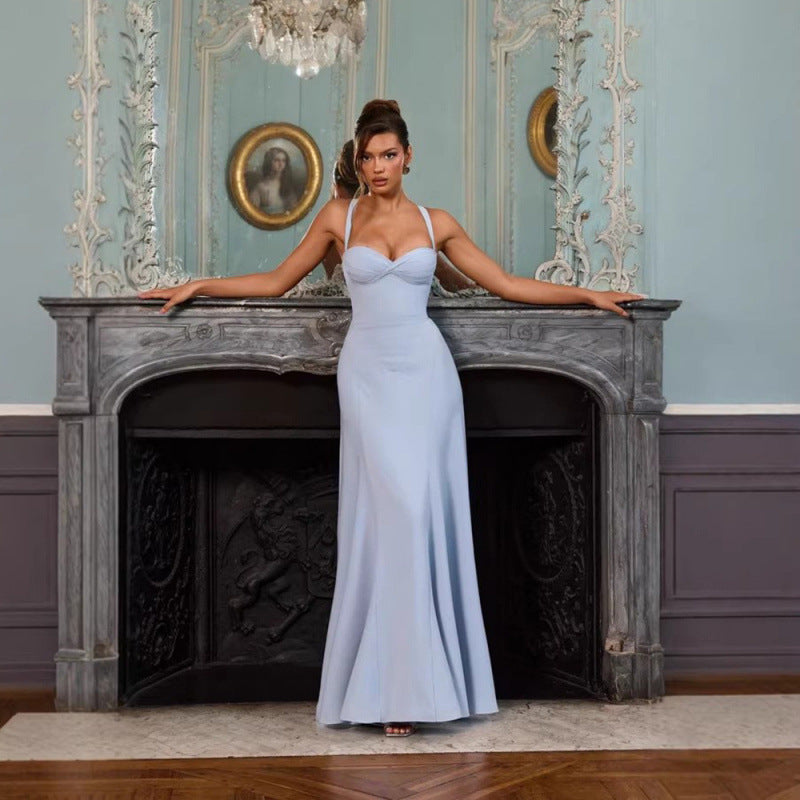 Pleated Off-Shoulder Evening Gown