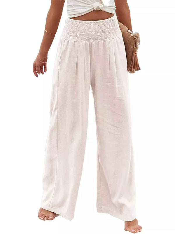Smocked high-waisted wide-leg pants — additional view 2