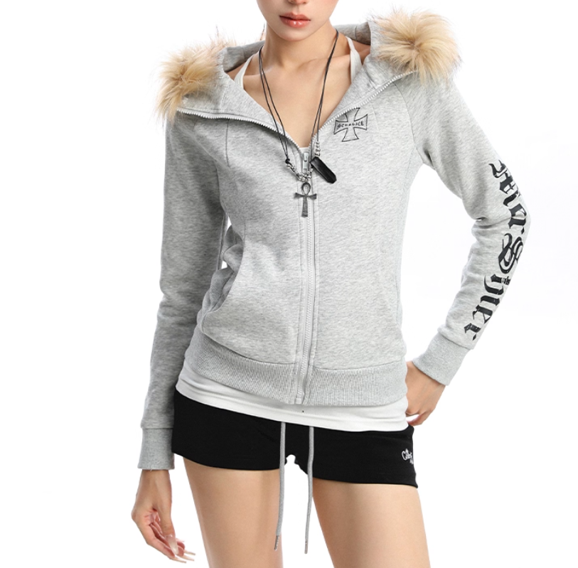 Women's Detachable Collar Hooded Cardigan-Splashis, alternate view 1
