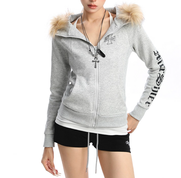 Women's Detachable Collar Hooded Cardigan-Splashis, alternate view 1