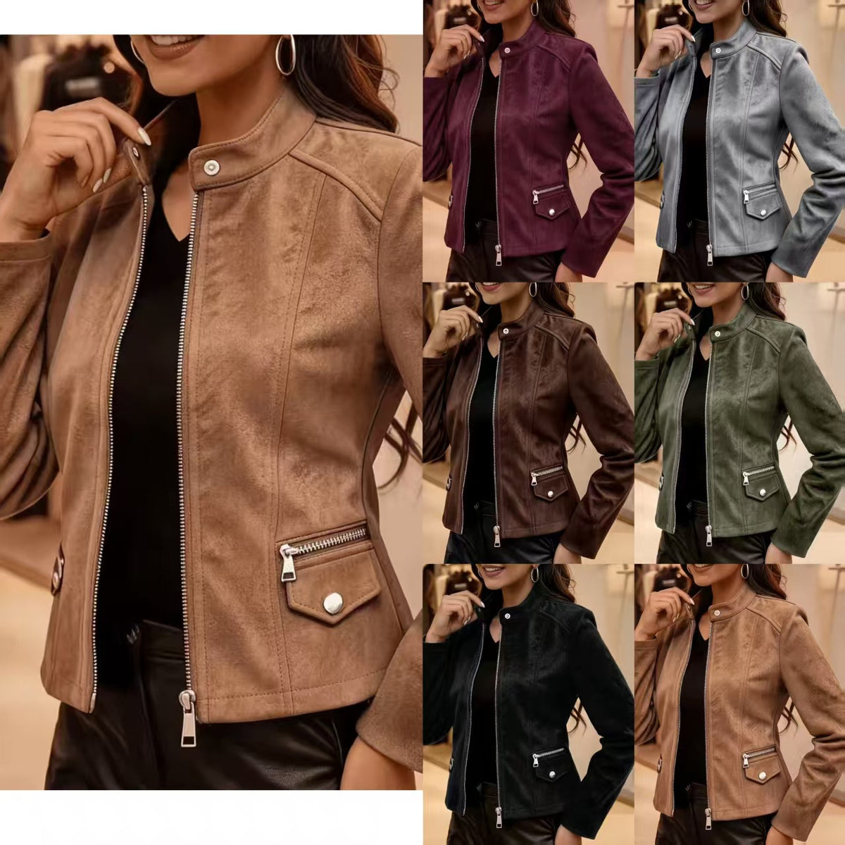 Retro metal-zip cardigan jacket for women, image 10