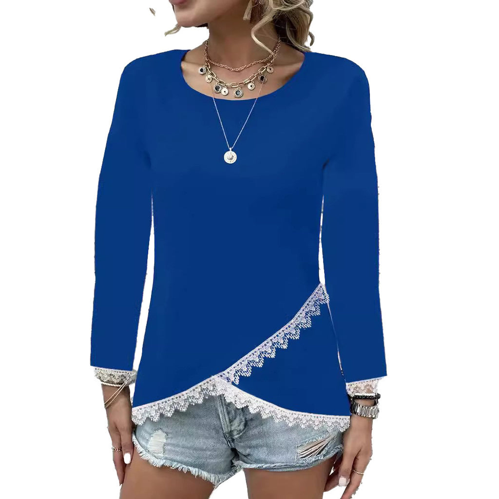 Lace-Panel Long-Sleeve Top, side product view