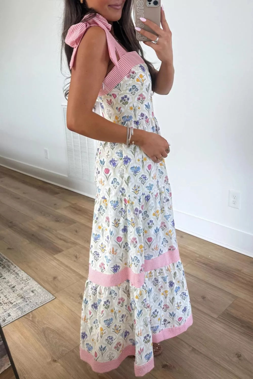 Tiered Floral Tie Shoulder Midi Dress — additional view 2