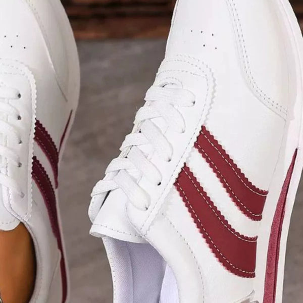 Round toe lace up sneakers in blue and wine red — additional view 5