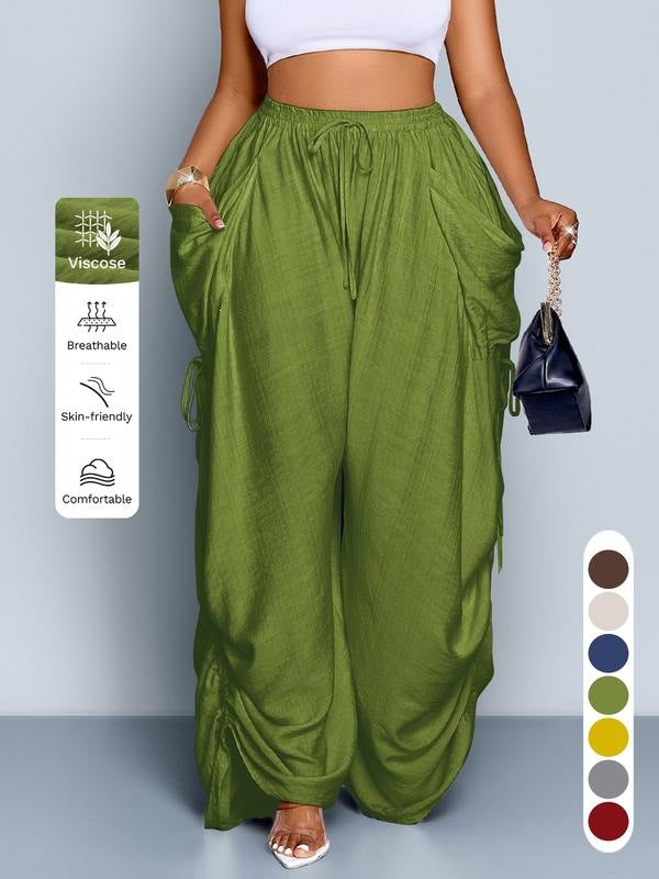 Retro pleated drawstring wide-leg pants product image